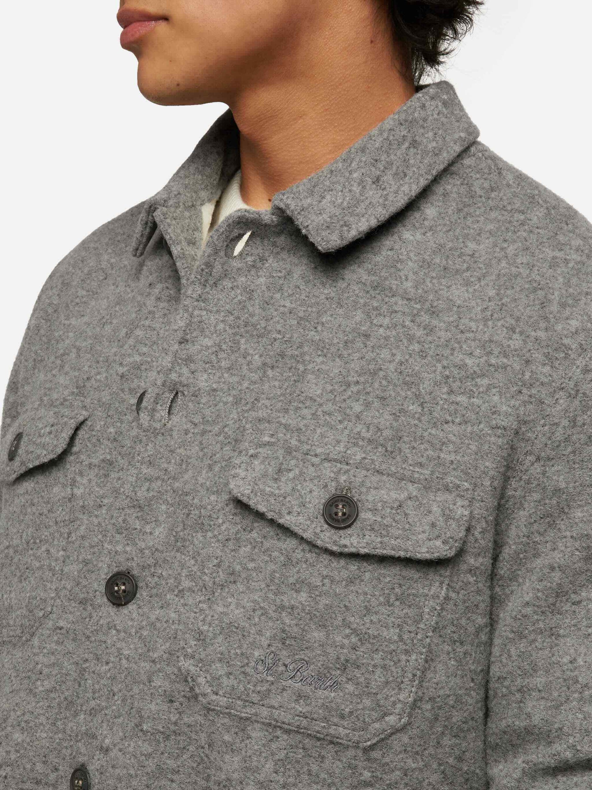 Man grey wool blend overshirt Landeck - MC2 Saint Barth
