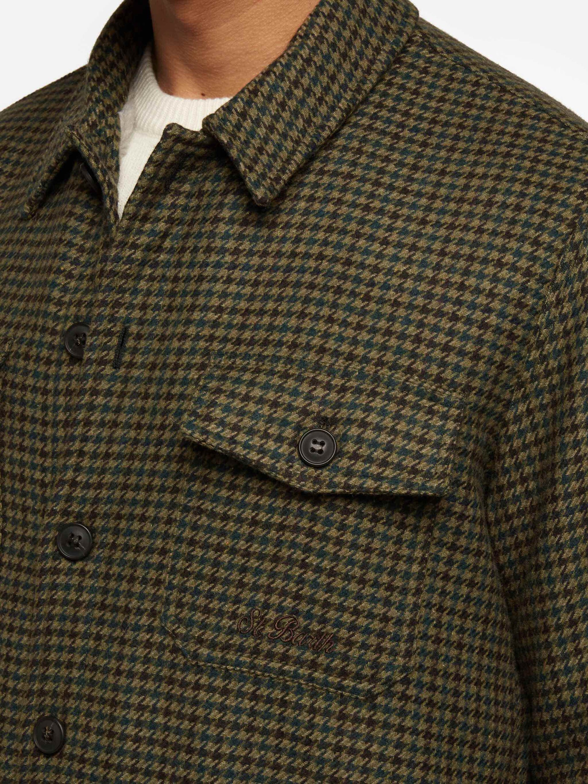 Man wool blend overshirt Landeck with pied de poule print - MC2 Saint Barth