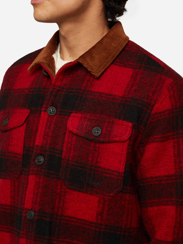 Camicia da uomo in misto lana Landeck con stampa tartan