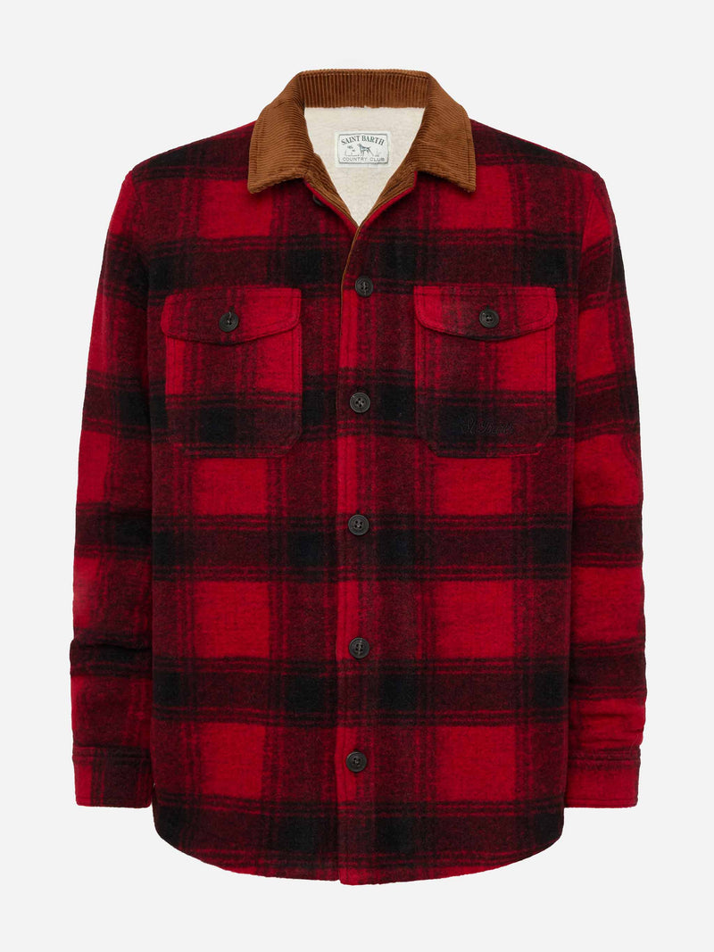 Camicia da uomo in misto lana Landeck con stampa tartan