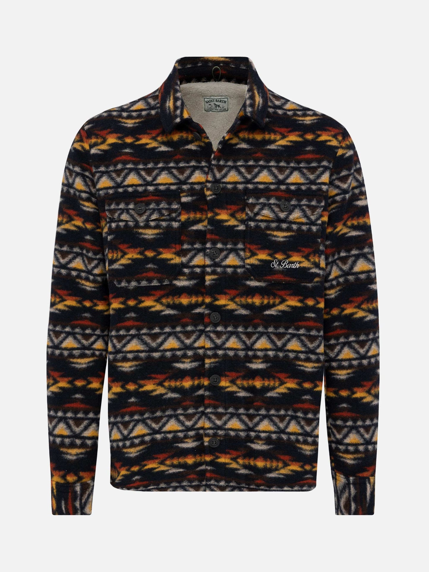 Man wool blend overshirt Landeck with navajo plaid print - MC2 Saint Barth