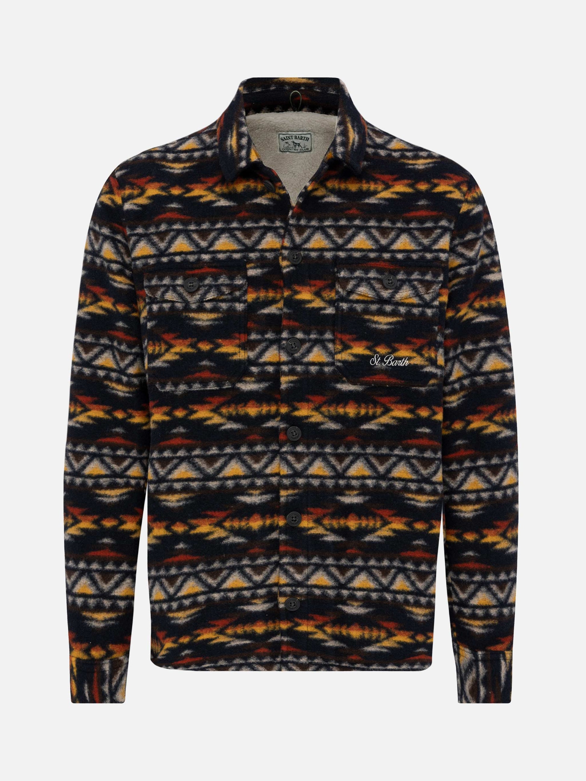 Man wool blend overshirt Landeck with navajo plaid print - MC2 Saint Barth