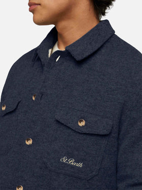 Camicia over Landeck in misto lana blu navy