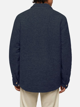 Camicia over Landeck in misto lana blu navy