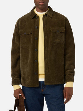 Sobrecamisa de pana Landeck verde militar con forro teddy 