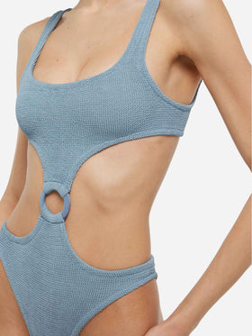 Laurel crinkle lurex silver cut-out one-piece swimsuit - MC2 Saint Barth