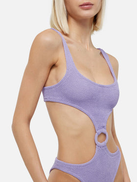 Laurel crinkle lurex lilac cut-out one-piece swimsuit - MC2 Saint Barth