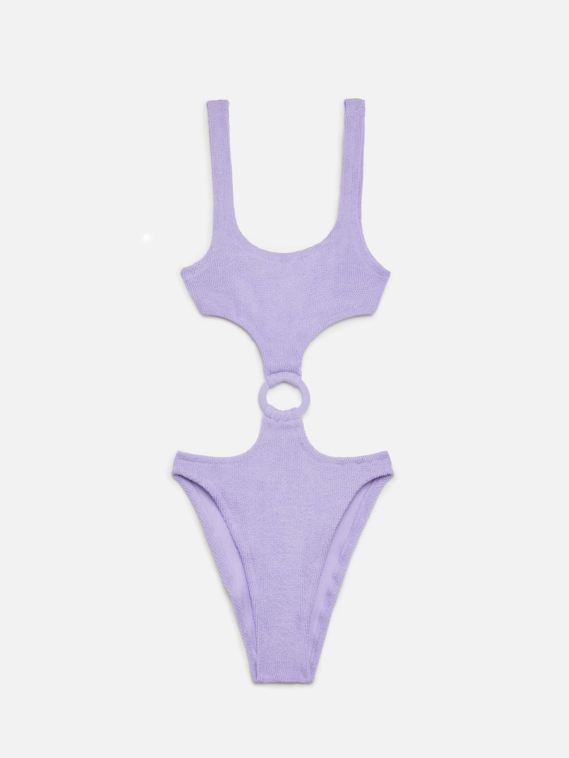 Laurel crinkle lurex lilac cut-out one-piece swimsuit - MC2 Saint Barth
