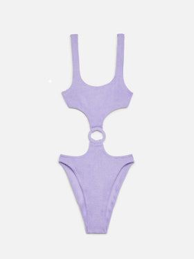 Laurel crinkle lurex lilac cut-out one-piece swimsuit - MC2 Saint Barth
