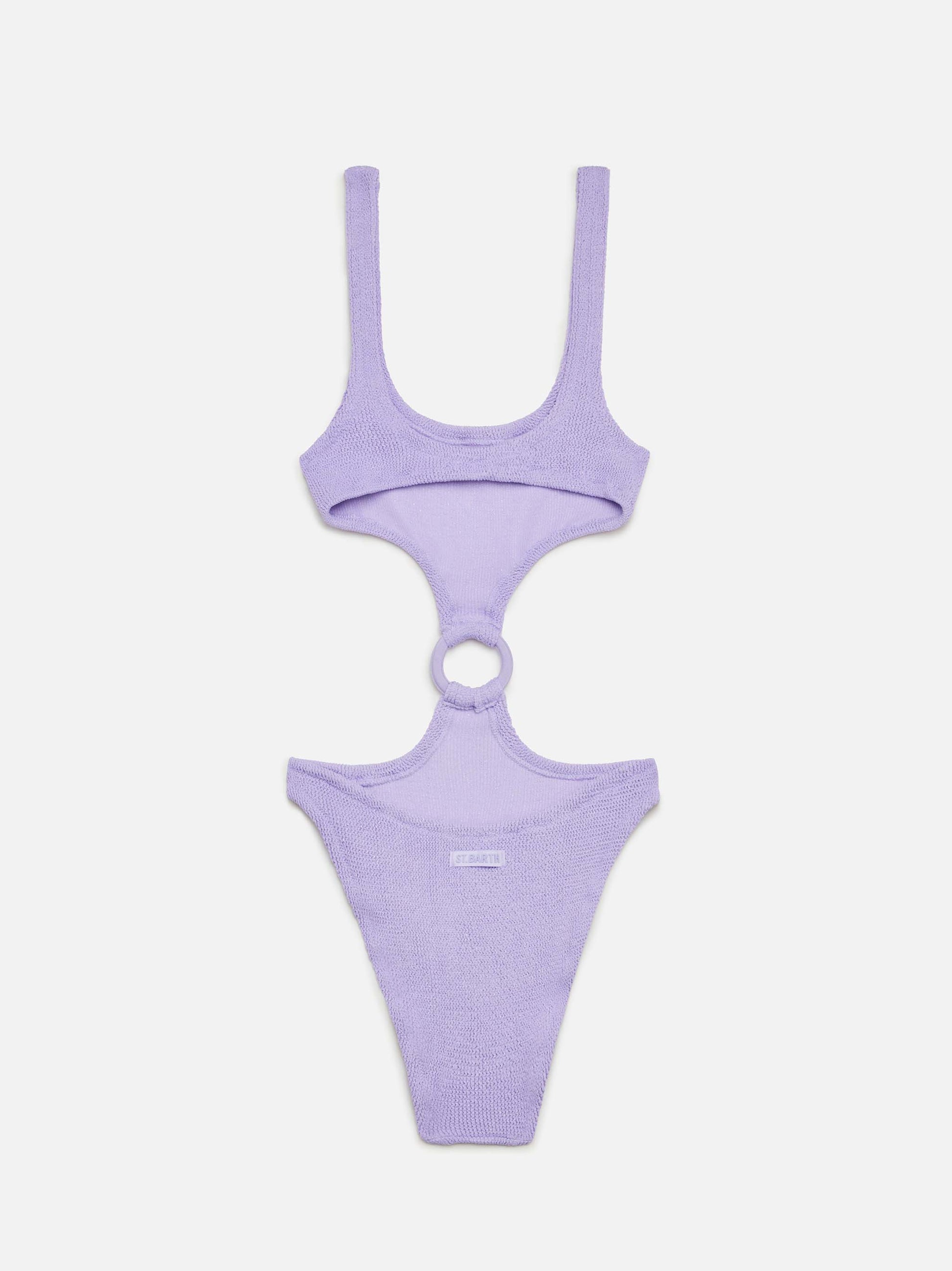 Laurel crinkle lurex lilac cut-out one-piece swimsuit - MC2 Saint Barth