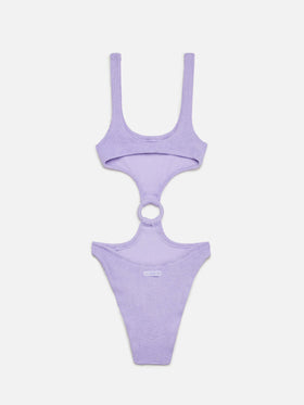 Laurel crinkle lurex lilac cut-out one-piece swimsuit - MC2 Saint Barth