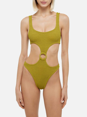 Laurel crinkle pistachio cut-out one-piece swimsuit - MC2 Saint Barth