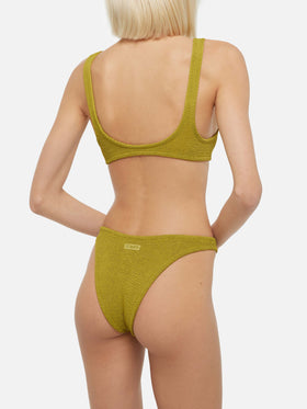 Laurel crinkle pistachio cut-out one-piece swimsuit - MC2 Saint Barth