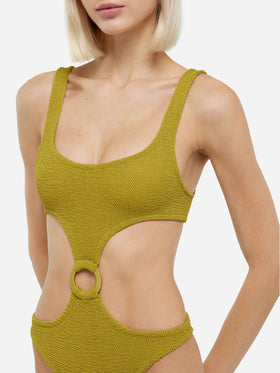 Laurel crinkle pistachio cut-out one-piece swimsuit - MC2 Saint Barth