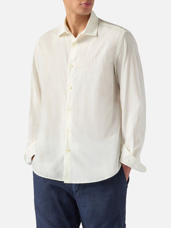 Cream Chemise shirt in pure cotton voile