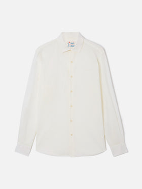 Cream Chemise Ice shirt in pure cotton voile