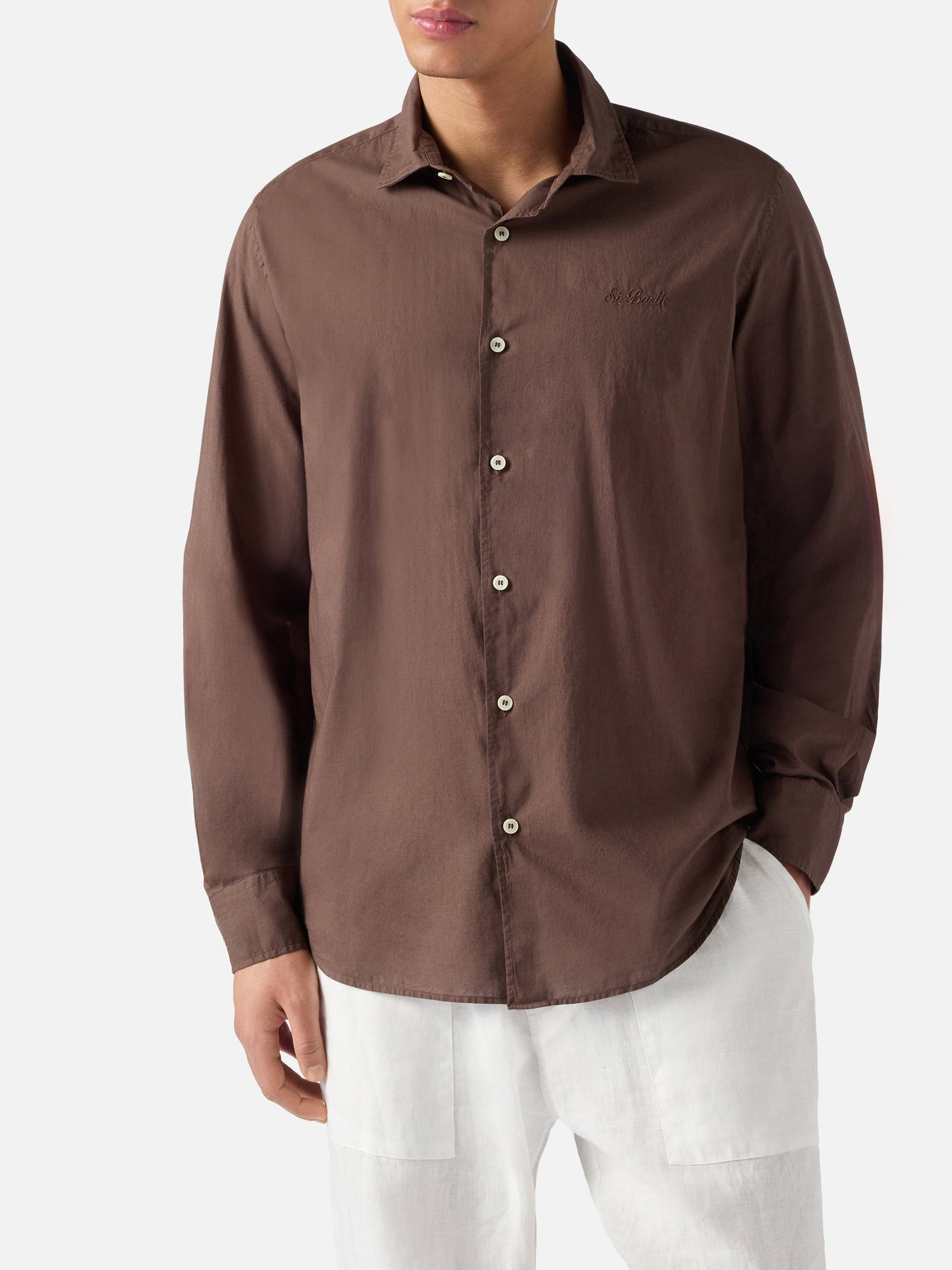 Camicia Chemise in cotone voile marrone