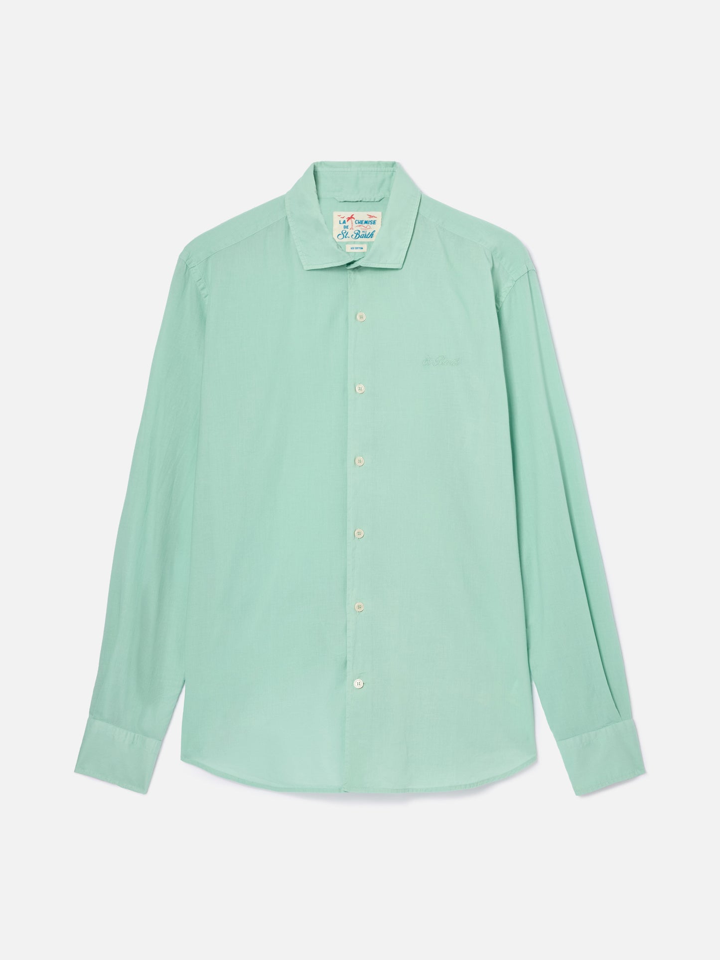 Sage green Chemise Ice shirt in pure cotton voile