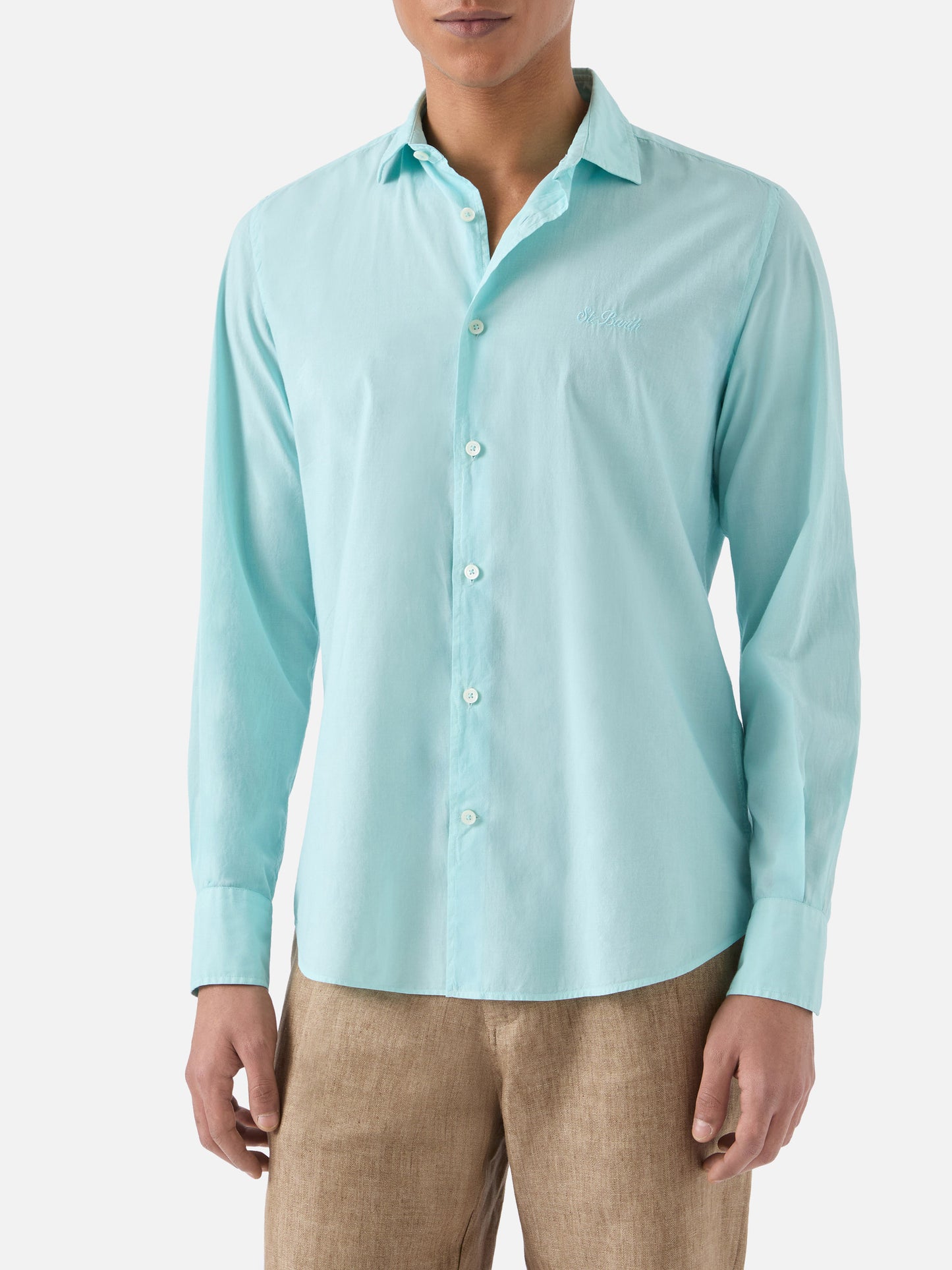 Camicia Chemise in cotone voile verde acqua