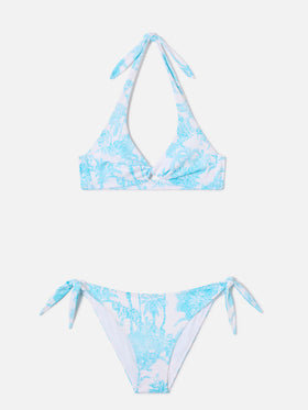 Leda Yali hellblauer Toile-de-Jouy-Bikini 