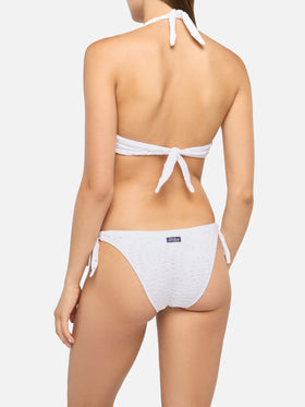 Leda Yali triangle bralette bikini in black sangallo lace