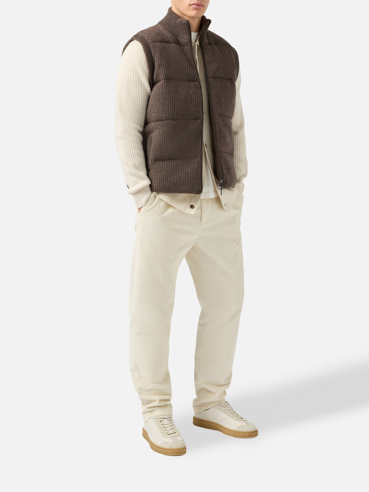 Gilet imbottito Leeds Knit nocciola