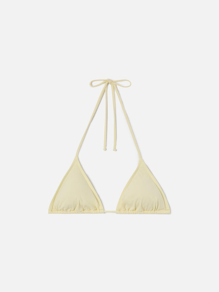 Top bikini Leah triangolo con laccetti giallo burro 