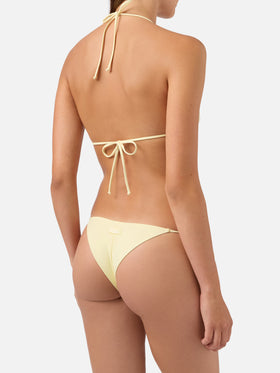 Leah Marielle butter yellow triangle bikini with ties