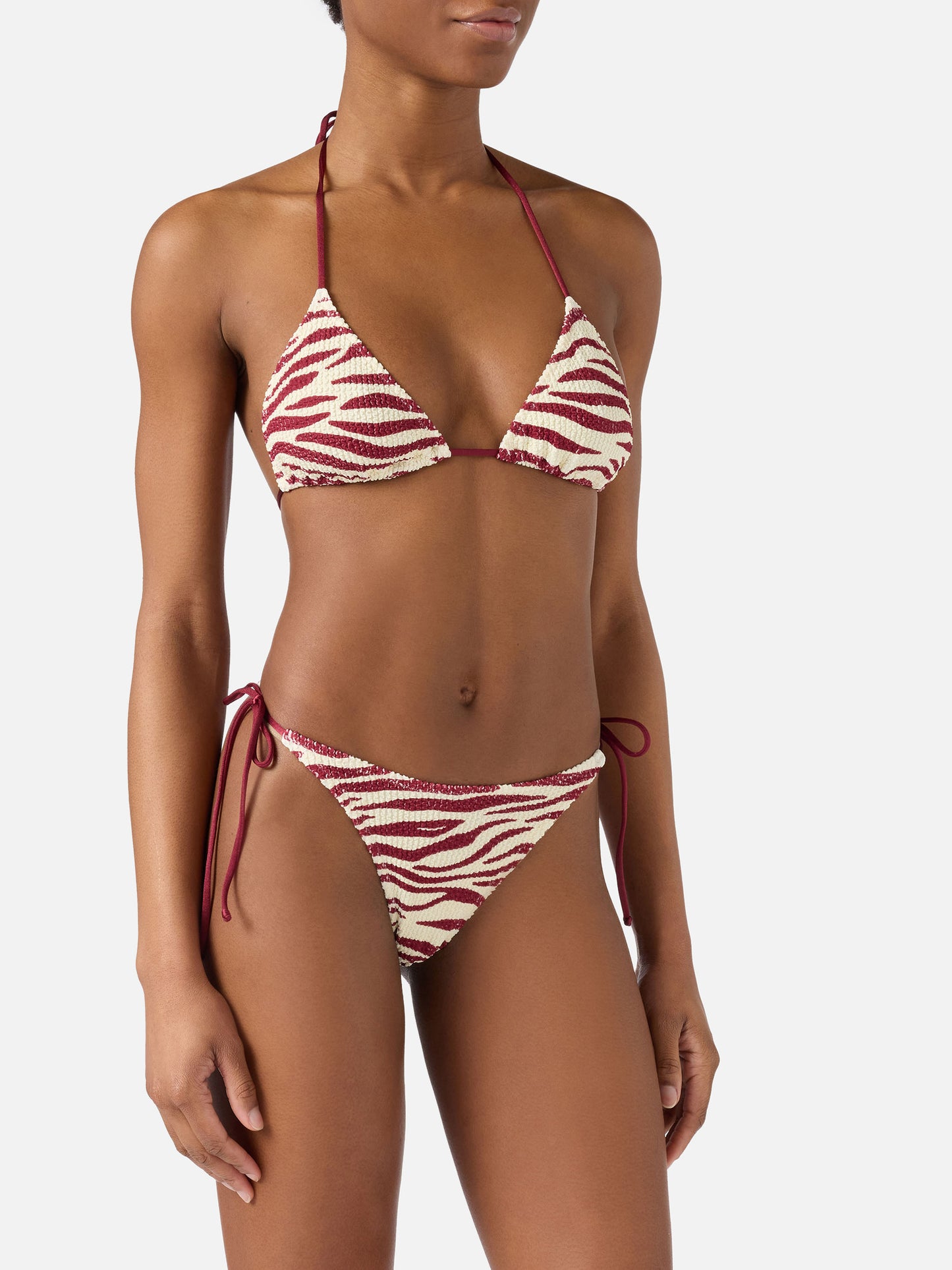 Bikini Leah Norah zebrato in tessuto crinkle
