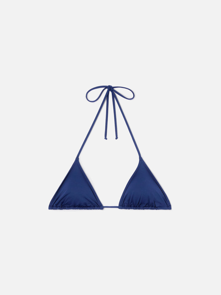 Top bikini Leah triangolo con laccetti blu navy