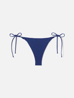 Bas de bikini Marielle Brazilian à nouer sur les côtés en bleu uni 
