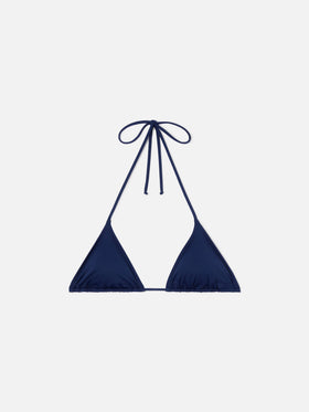 Top bikini Leah triangolo con laccetti blu navy