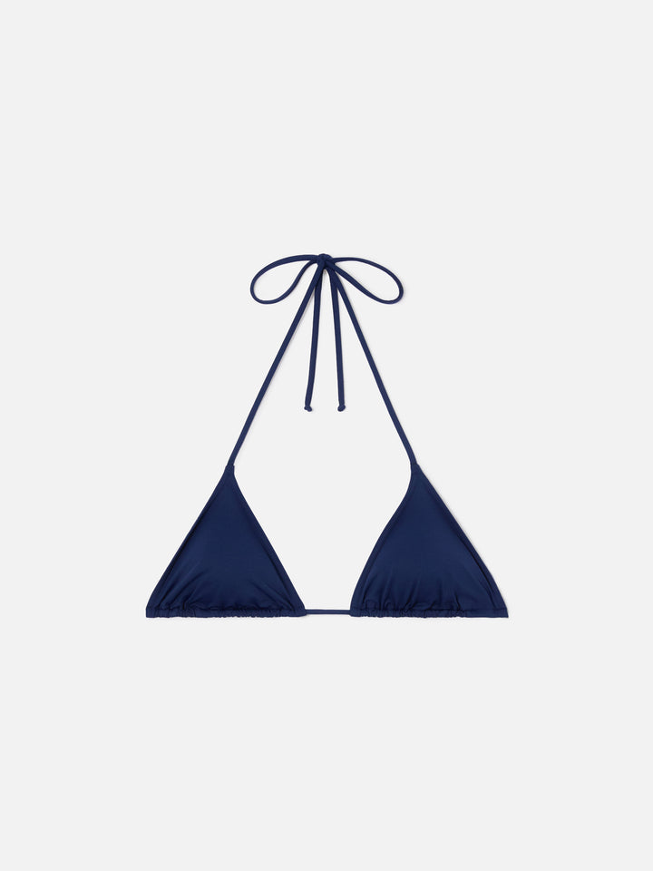 Top bikini Leah triangolo con laccetti blu navy