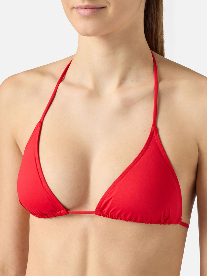 Leah, roter Badeanzug mit Triangel-Oberteil