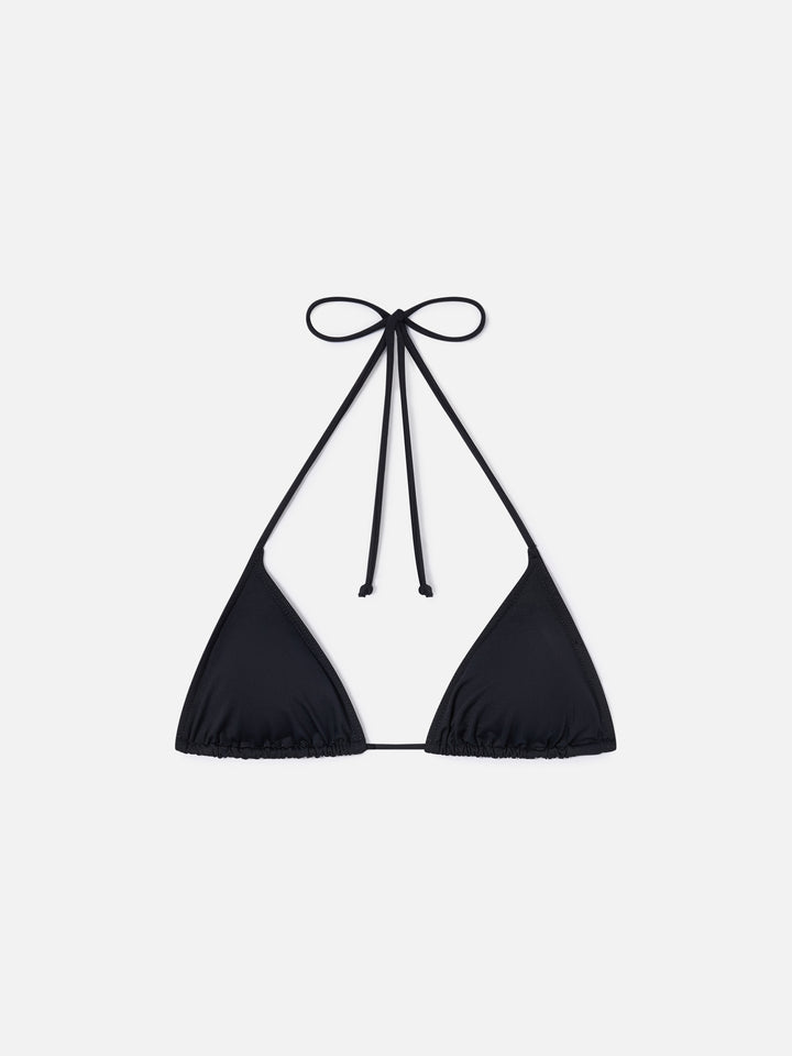 Top bikini Leah triangolo nero con laccetti 