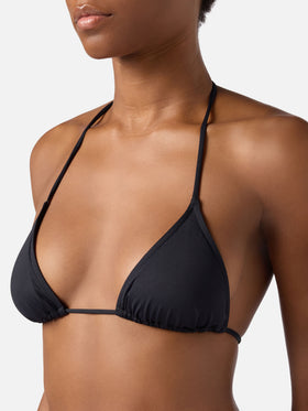 Bikini de triángulo negro Leah Marielle con lazos 