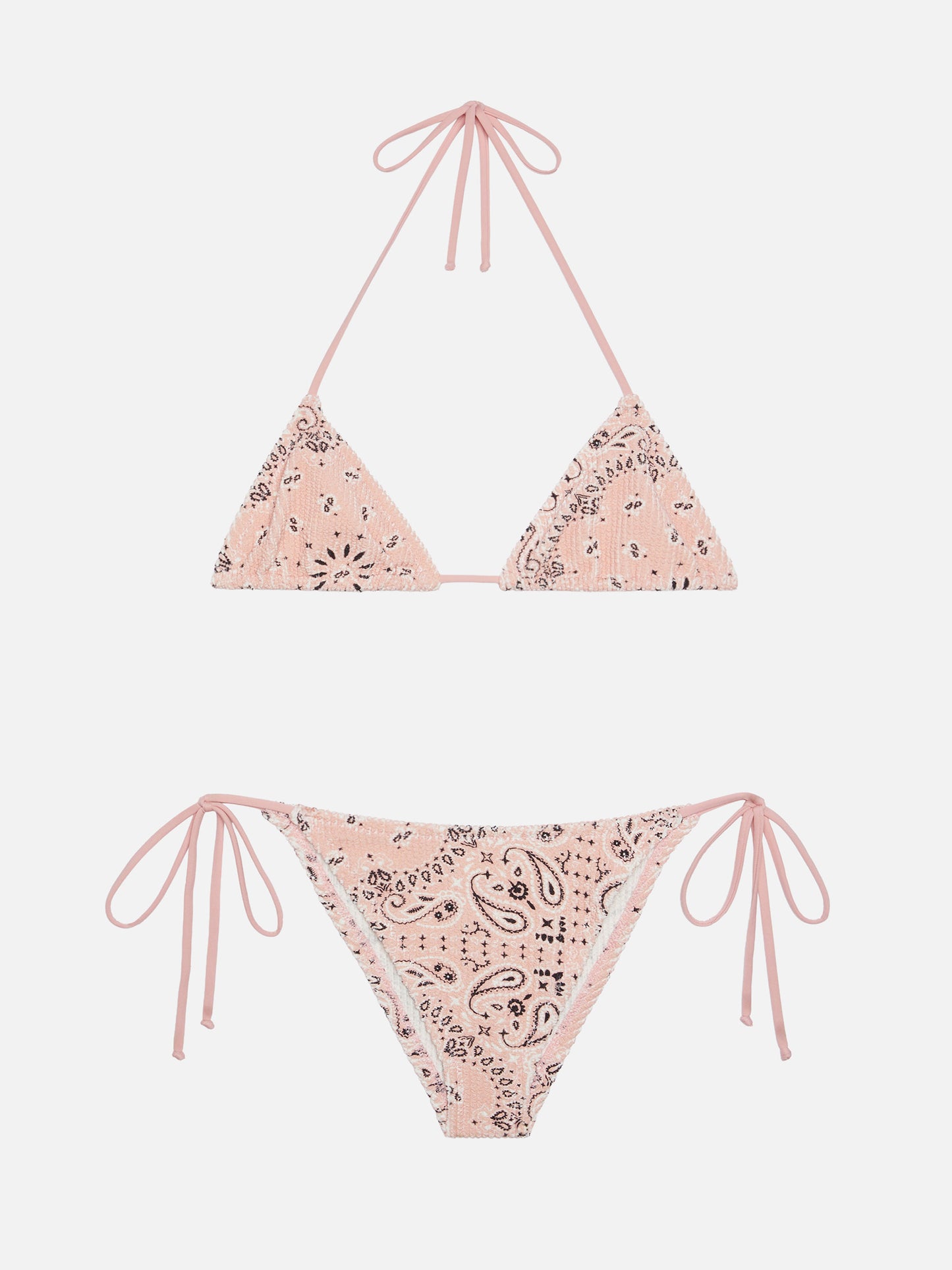 Leah Marielle Triangel-Bikini mit Bandana-Print in Crinkle-Rosa