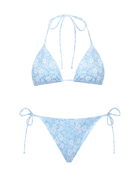 Woman vintage flower triangle bikini Leah Virgo