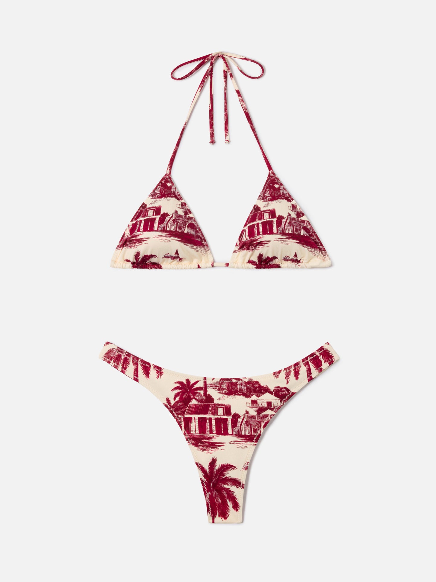 Leah Naomi bordeaux toile de jouy bikini