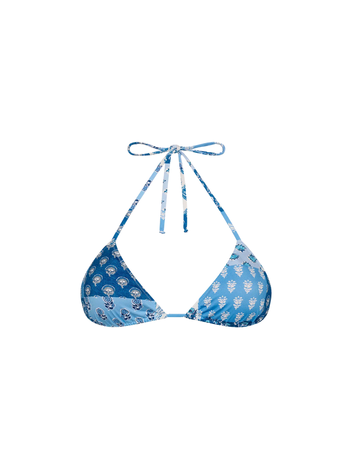 Leah top a triangolo con stampa patch floreale