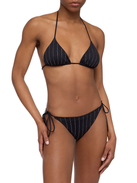 Black classic triangle bikini Leah Marielle with striped rhinestone embellishment - MC2 Saint Barth