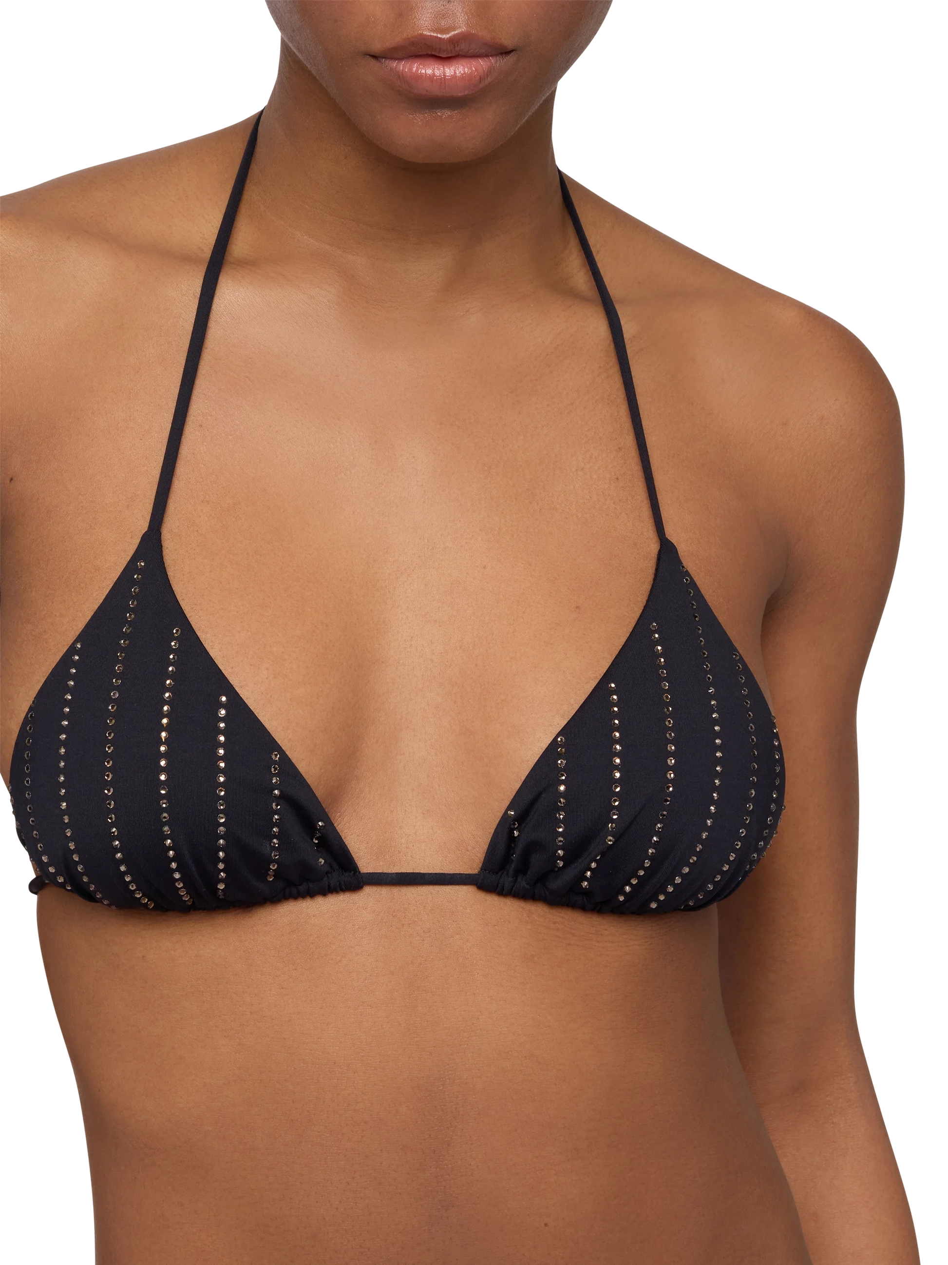Leah black triangle top with striped rhinestone embellishment - MC2 Saint Barth