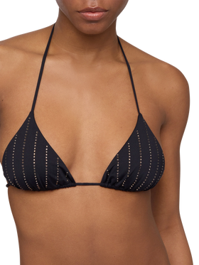 Black classic triangle bikini Leah Marielle with striped rhinestone embellishment - MC2 Saint Barth