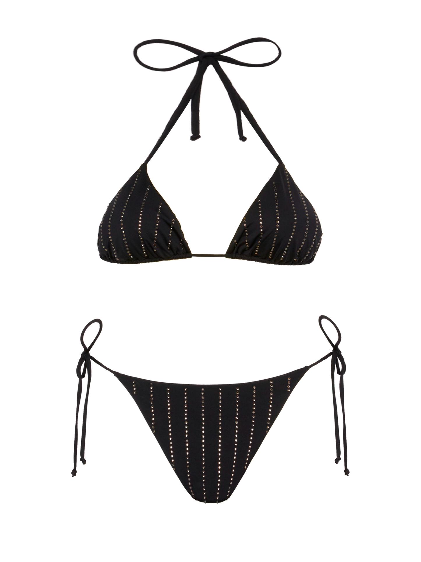 Black classic triangle bikini Leah Marielle with striped rhinestone embellishment - MC2 Saint Barth