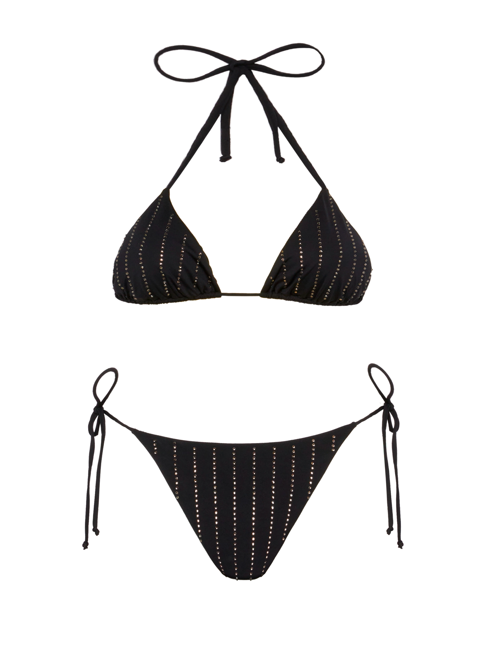 Black classic triangle bikini Leah Marielle with striped rhinestone embellishment - MC2 Saint Barth