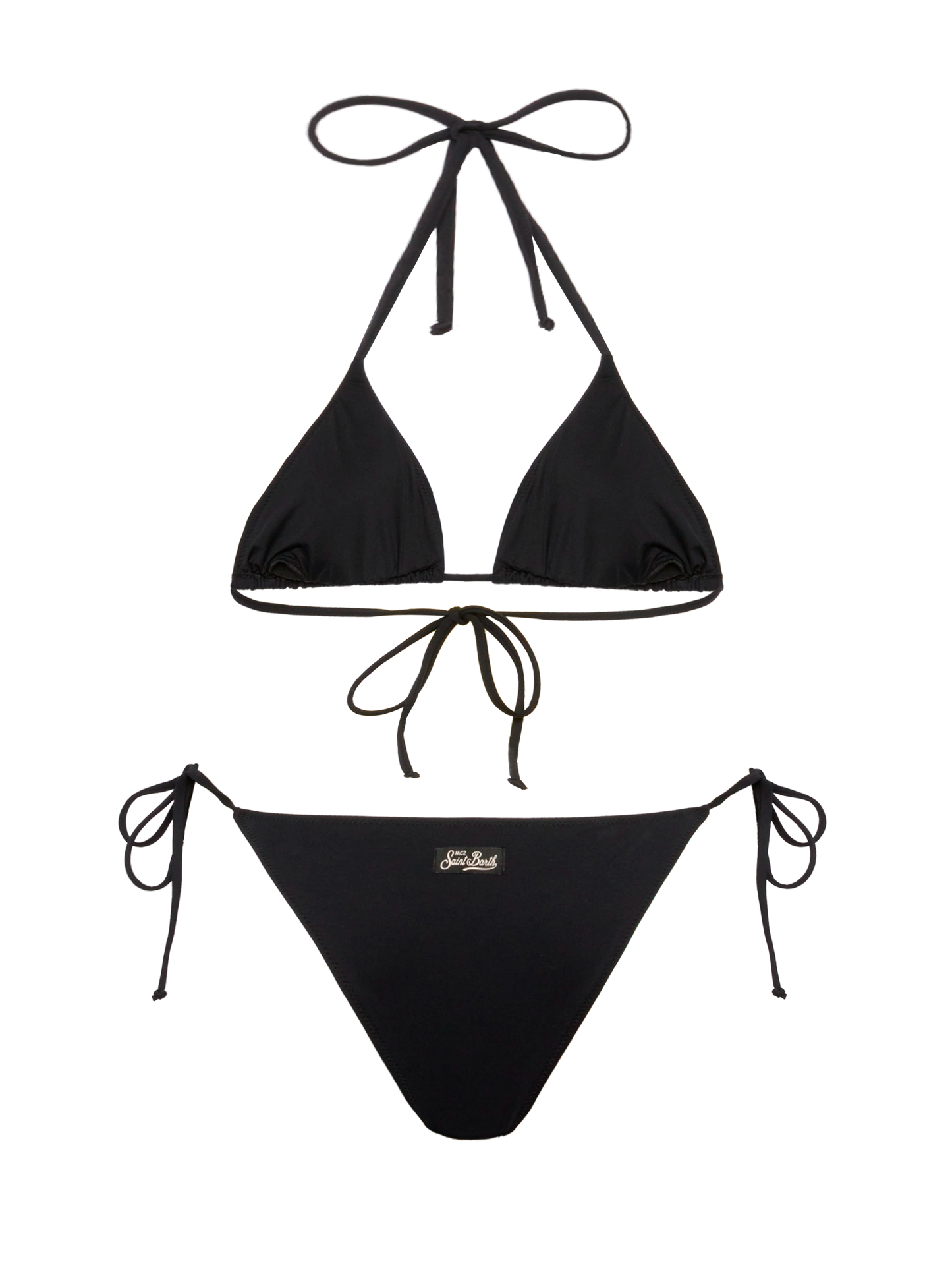 Black classic triangle bikini Leah Marielle with striped rhinestone embellishment - MC2 Saint Barth