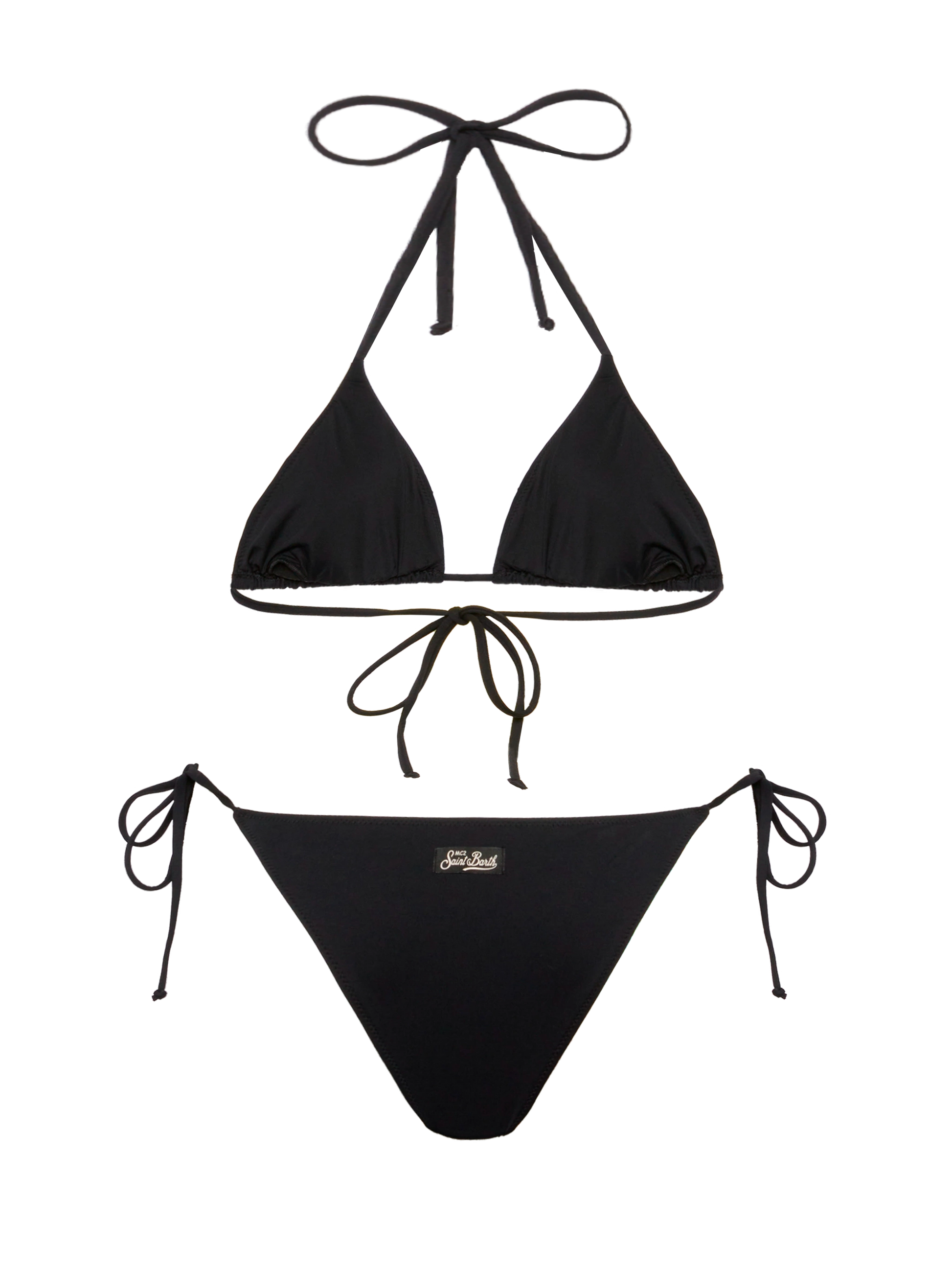 Black classic triangle bikini Leah Marielle with striped rhinestone embellishment - MC2 Saint Barth