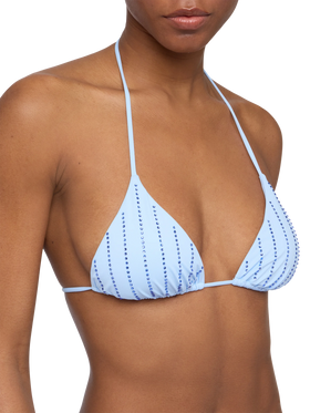 Light blue classic triangle bikini Leah Marielle with striped rhinestone embellishment - MC2 Saint Barth