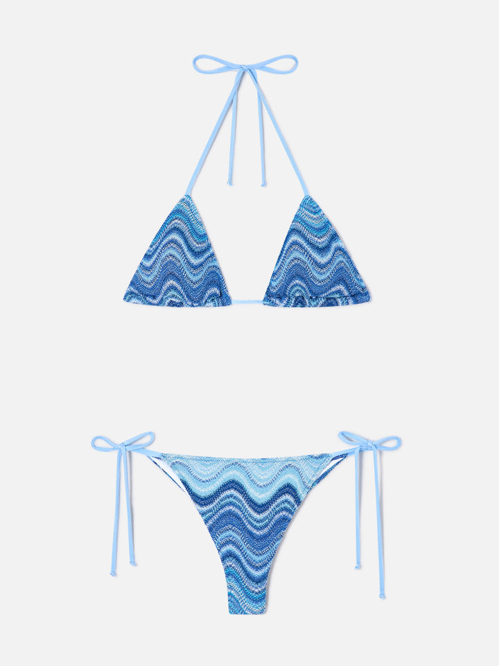 Bikini Leah Marielle in raschel onde degradé blu