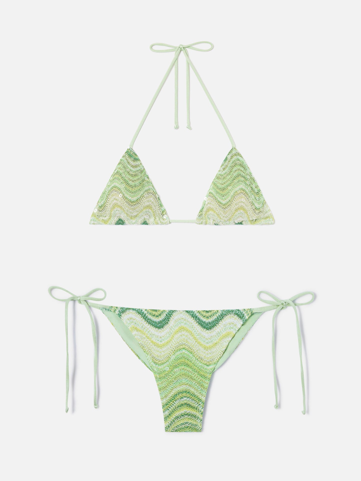 Bikini Leah Marielle raschel onde degradé verde con paillettes